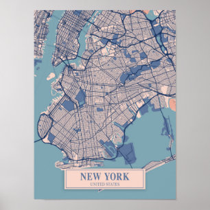 New York United States Breezy City Map Travel Poster
