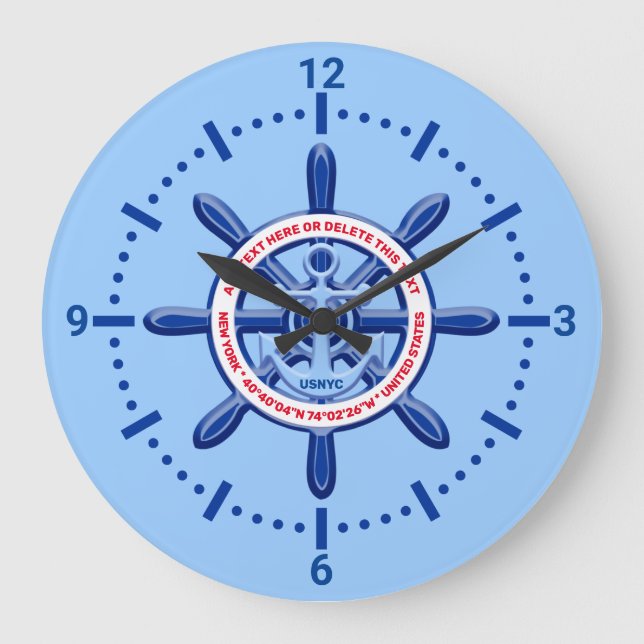New York, United States, Customisable, Sea Travel Large Clock (Front)