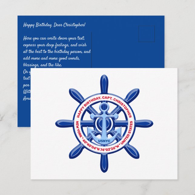 New York, United States, Customisable, Sea Travel Postcard (Front/Back)