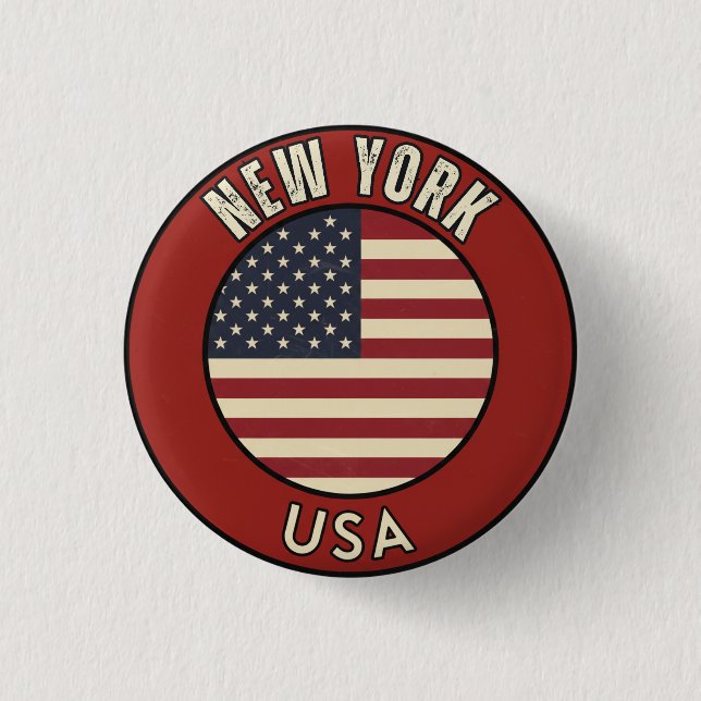New York United States of America 3 Cm Round Badge (Front)
