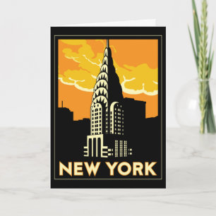 new york united states usa vintage retro travel card