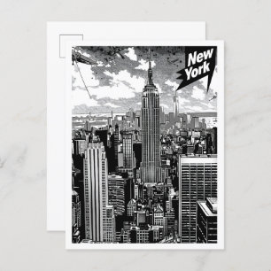 New York United States Vintage Travel Illustration Postcard
