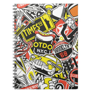 New York urban sticker patchwork abstract vintage Notebook
