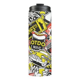 New York urban sticker patchwork abstract vintage  Thermal Tumbler