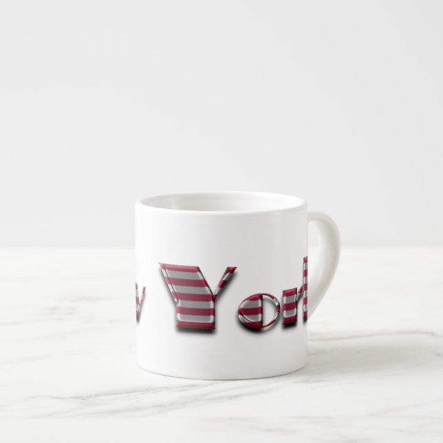 New York, USA American Flag Colours Typography Espresso Cup (Front Right)