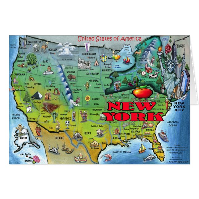 New York USA Map (Front Horizontal)
