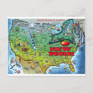 New York USA Map Postcard