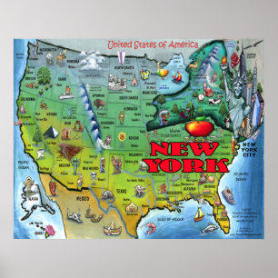 New York USA Map Poster