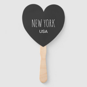 New York USA Minimalist Typography Design Hand Fan