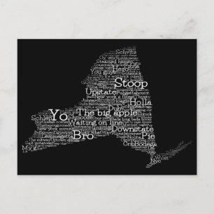 New York USA Slang Word Art Map  Postcard
