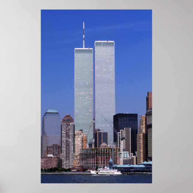 New York, USA. Twin towers of the famous World Poster (Front)