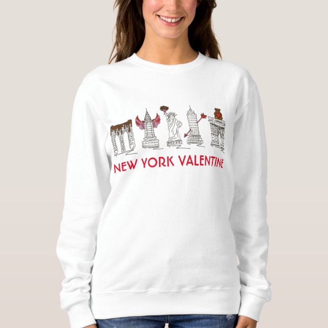 New York Valentine Love NYC Buildings Landmarks Sweatshirt (Front)
