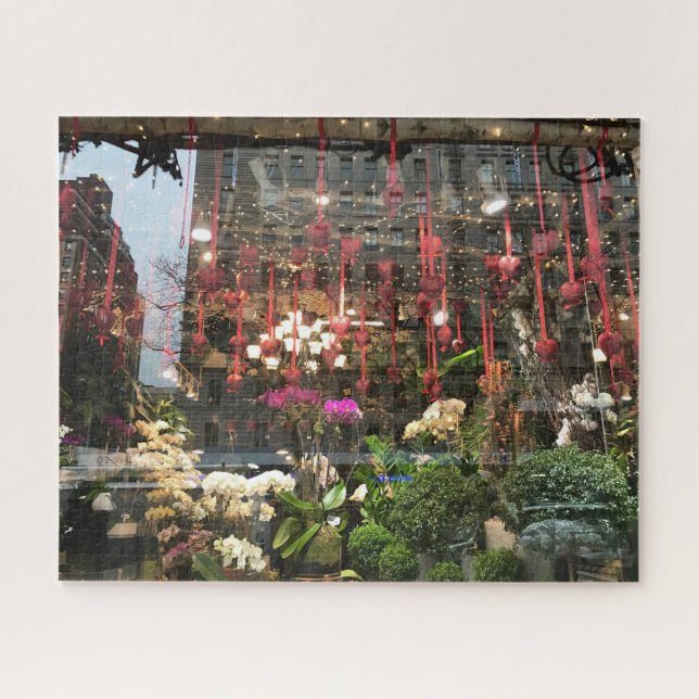 New York Valentine's Day Floral Shop Window Hearts Jigsaw Puzzle (Horizontal)