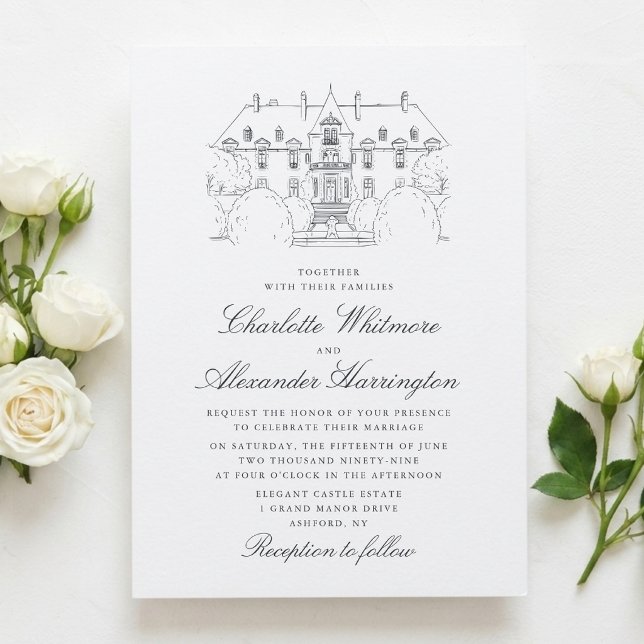 New York Venue Sketch Wedding Invitation (Creator Uploaded)