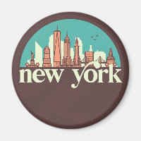 New York Vintage Retro City Skyline Cityscape Art