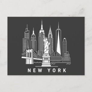New York Vintage Skyline Postcard