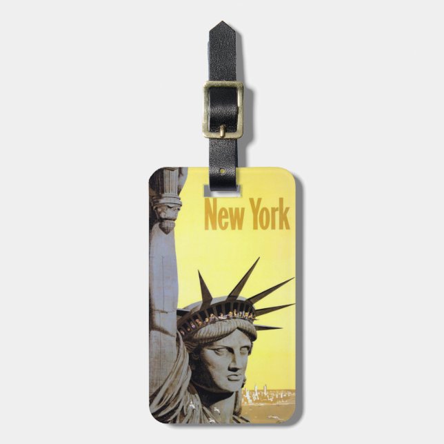 New York Vintage Travel custom luggage tag (Front Vertical)