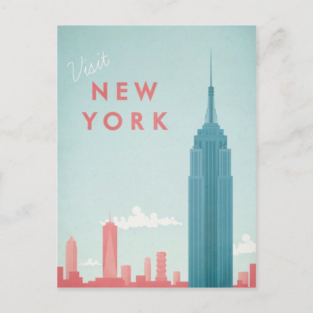 New York Vintage Travel Poster - Art Postcard (Front)