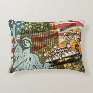New York vintage travel poster. Decorative Cushion