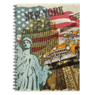New York vintage travel poster. Notebook