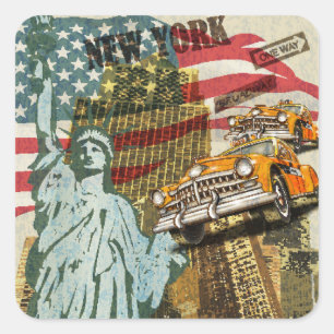 New York vintage travel poster. Square Sticker