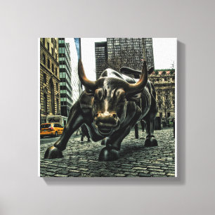 New York Wall Street Bull on canvas Print