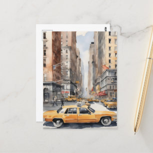 New York watercolor art Postcard