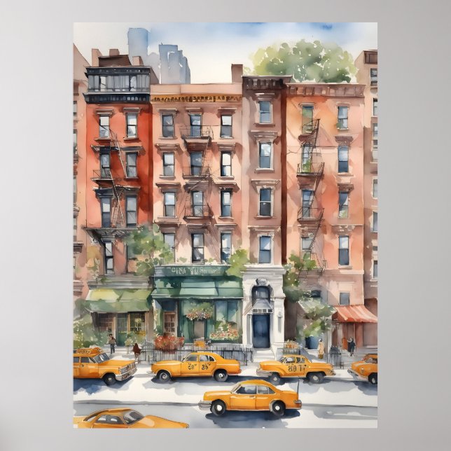 New York watercolor art Poster (Front)