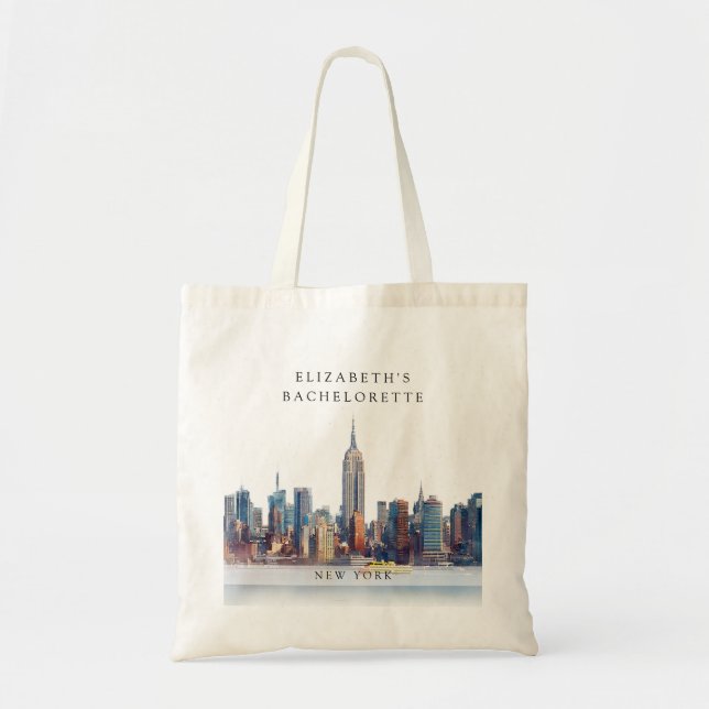 New York Watercolor Bachelorette Weekend Tote Bag (Front)