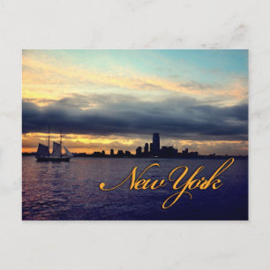 New York Waterfront Sunset Postcard