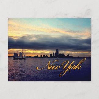 New York Waterfront Sunset Postcard