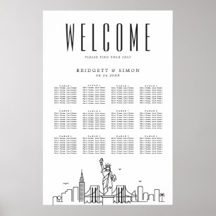 New York Wedding 12 Table Seating Chart