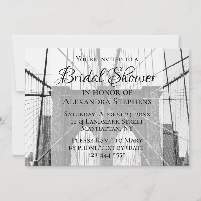 New York Wedding NYC Brooklyn Bridge Bridal Shower Invitation (Front)