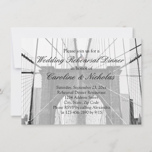 New York Wedding NYC Brooklyn Bridge Invitation (Front)