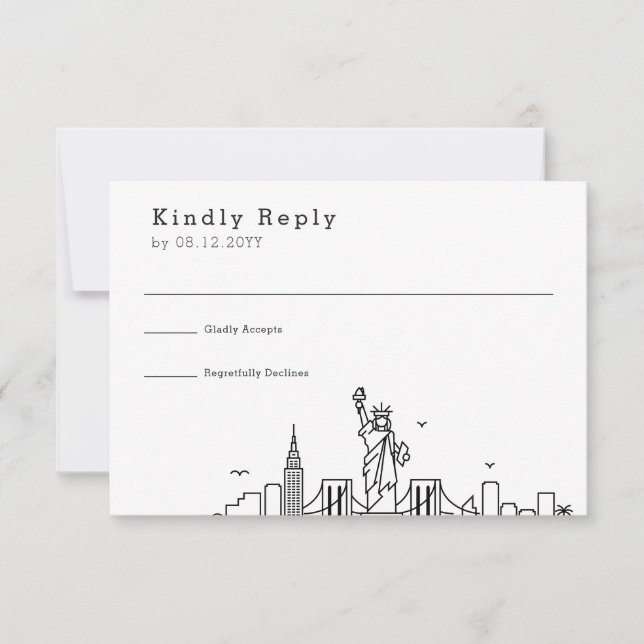 New York Wedding | Stylised Skyline RSVP (Front)