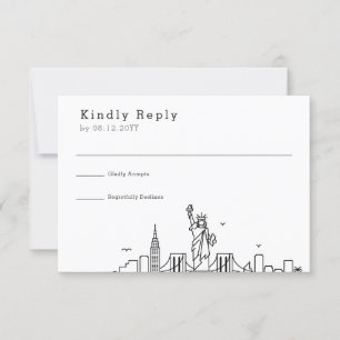 New York Wedding   Stylised Skyline RSVP Card