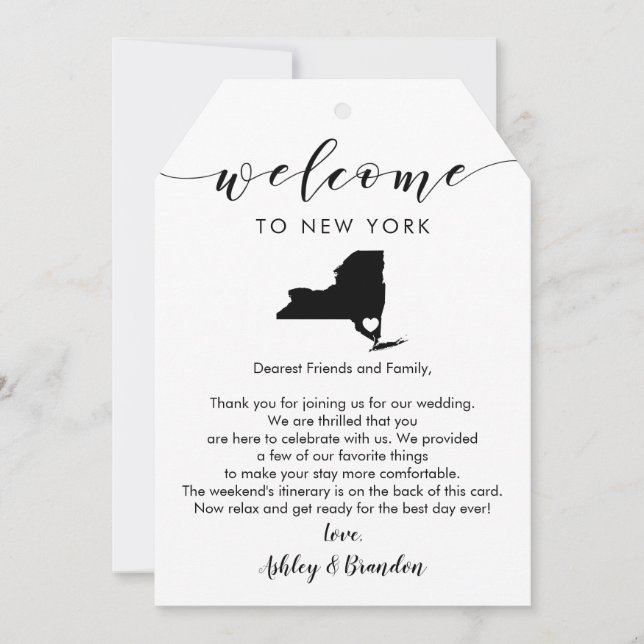 New York Wedding Welcome Tag Letter Itinerary (Front)