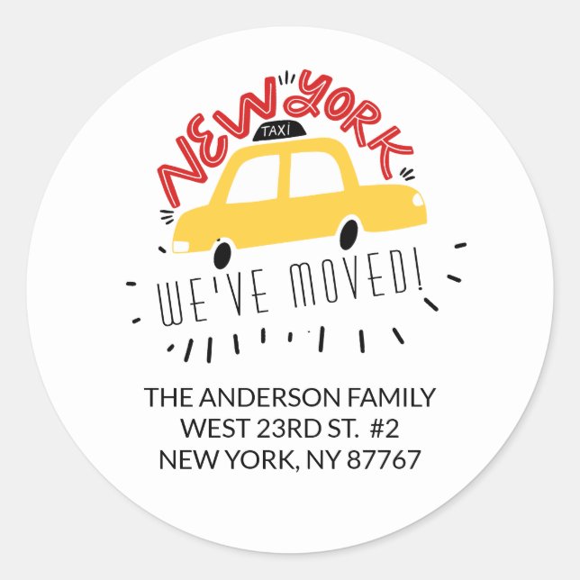 New York We've Moved New Address Label Sticker (Front)
