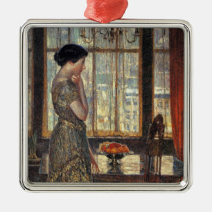 New York Window in Winter (by Childe Hassam) Metal Tree Decoration