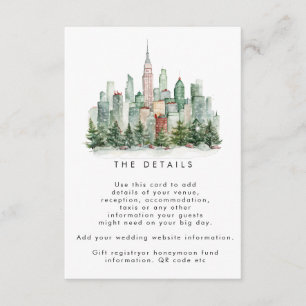 New York winter wedding details information card
