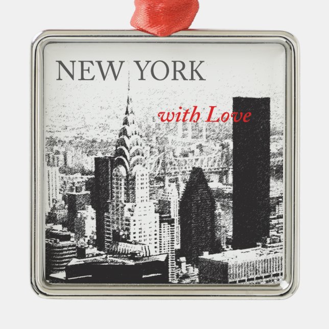 New York with Love Metal Tree Decoration (Front)