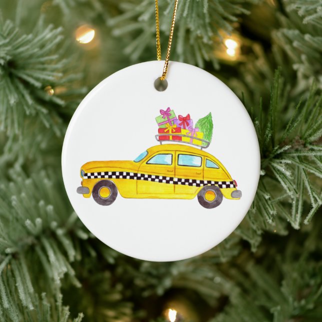 New York Yellow Cab Taxi Christmas Gifts Ceramic Tree Decoration (Tree)