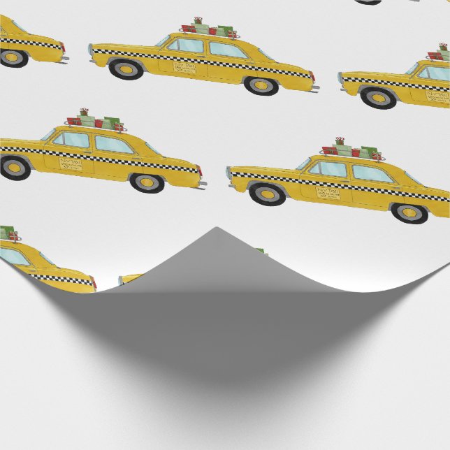 New York Yellow Cab Taxi Christmas Gifts Wrapping Paper (Corner)