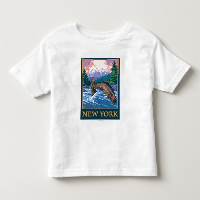 New YorkAngler Fisherman Scene Toddler T-Shirt (Front)