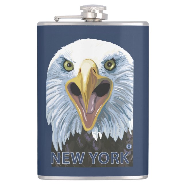 New YorkEagle Up Close Hip Flask (Front)