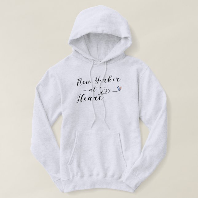 New Yorker At Heart, New York, NYC Hoodie (Design Front)