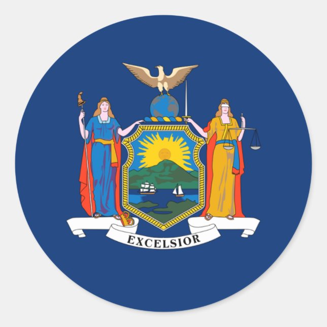 New Yorker Flag, Flag of New York Classic Round Sticker (Front)