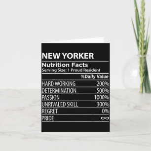 New Yorker Nutrition Facts Funny New York Pride  Card