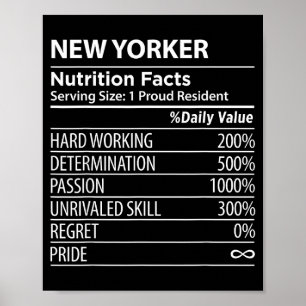 New Yorker Nutrition Facts Funny New York Pride Poster