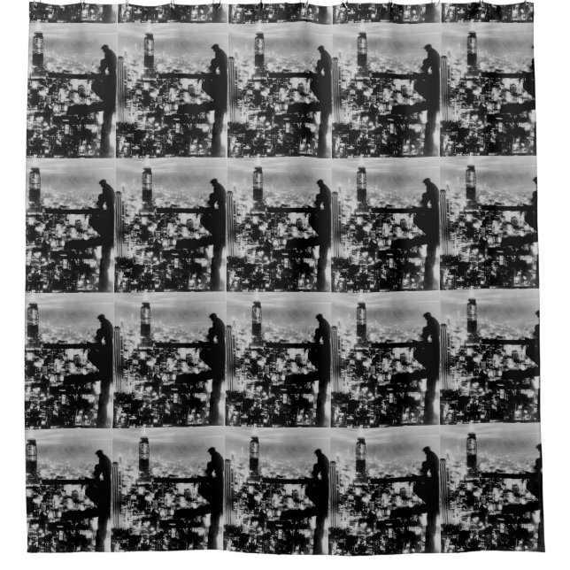 New Yorker Sitting On A Ledge Shower Curtain (Front)